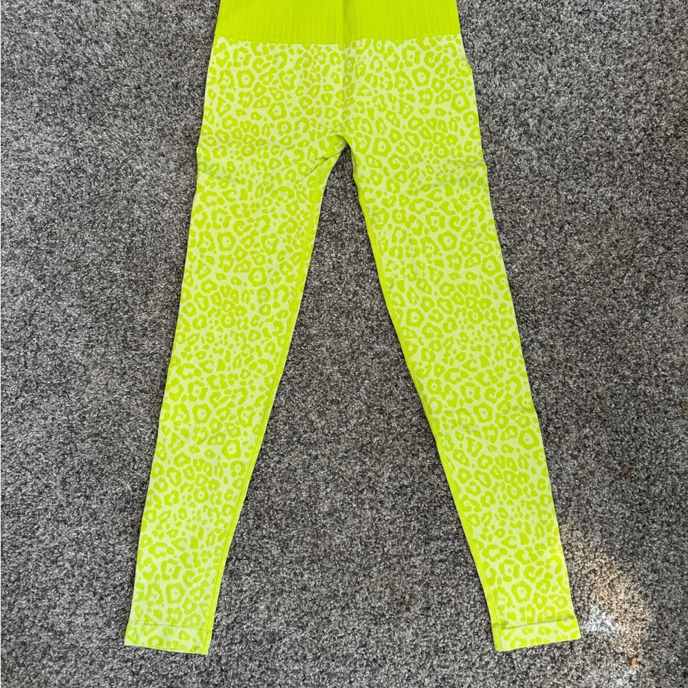 Neon Yellow Leopard Print Workout Leggings